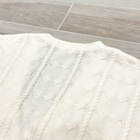 SWTR Cable Knit Cardigan Sweater in Cream Ivory Wool Cashmere Women's Size XL - Picture 12 of 16